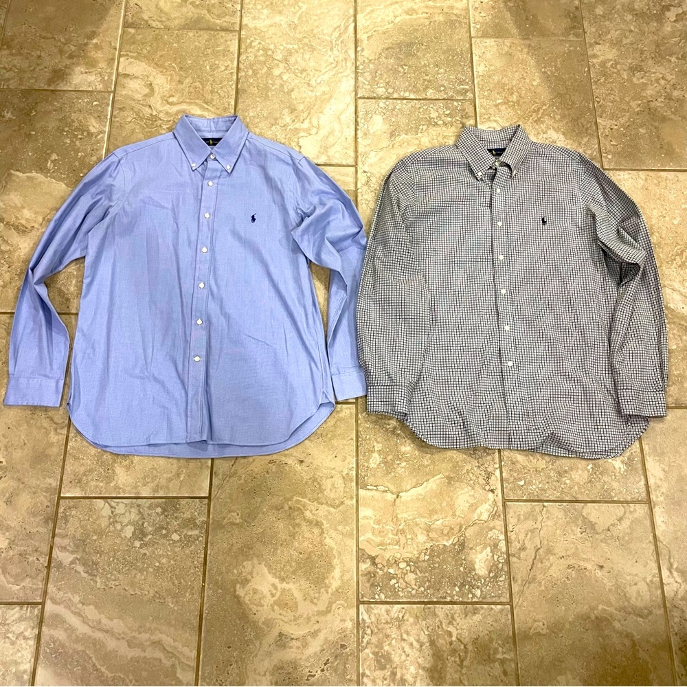 Qty 2 Ralph Lauren Men’s Long Sleeve Button‎ Down Shirt sz 16/41